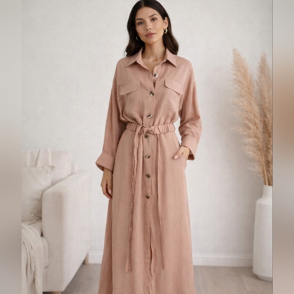 Zara/ Oversized, Long Sleeved Shirt Maxi Dress/ Button Up/ Size US M